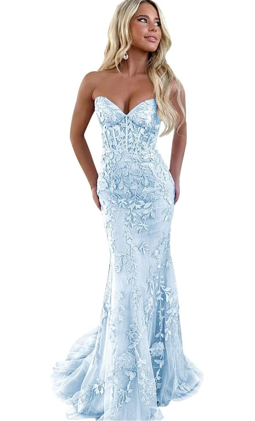 Women's Mermaid Lace Appliques Tulle Dress