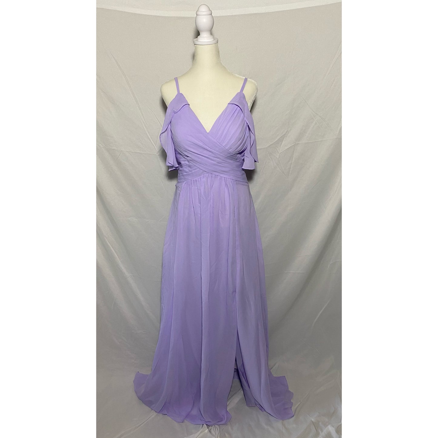 Women's Chiffon Cold Shoulder Bridesmaids Long dress w/ slit