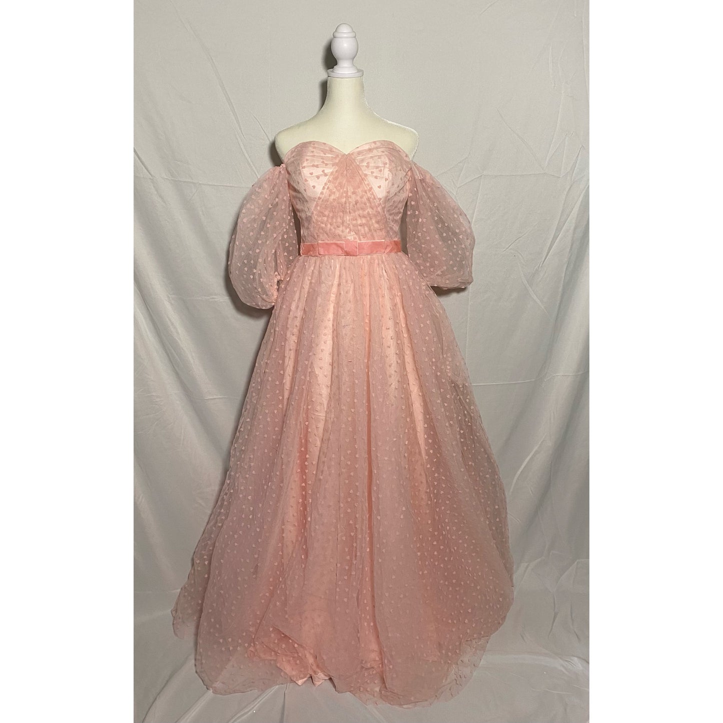 Women’s Pink tulle heart puffy sleeve dress