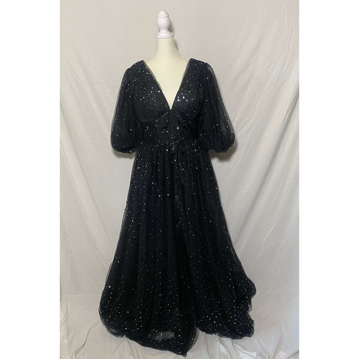 Women's Puffy Sleeve Dresses Sparkle Starry Formal Tulle Evening Gown