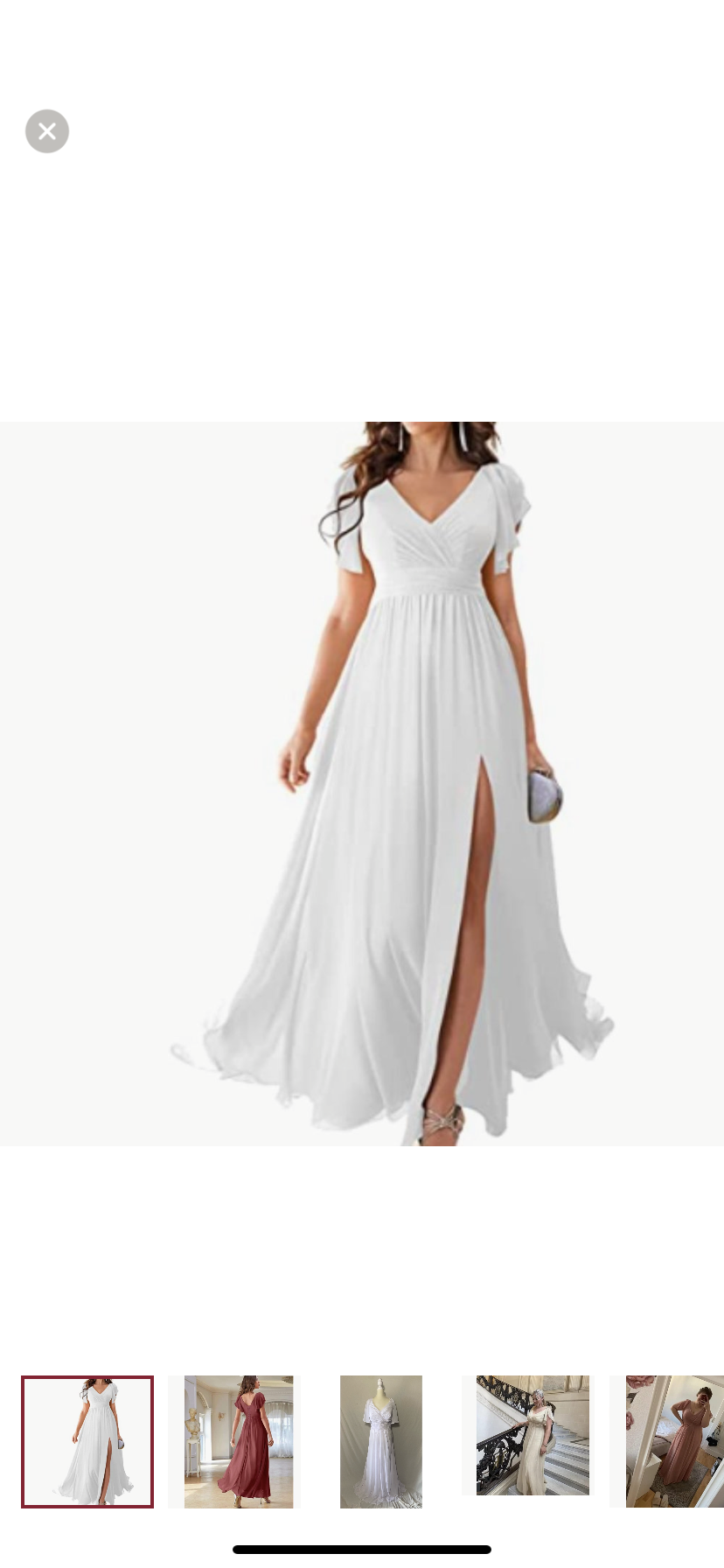 Women's Formal Dresses Long Ruffle Sleeve Chiffon V Neck Split Bridesmaid Dress