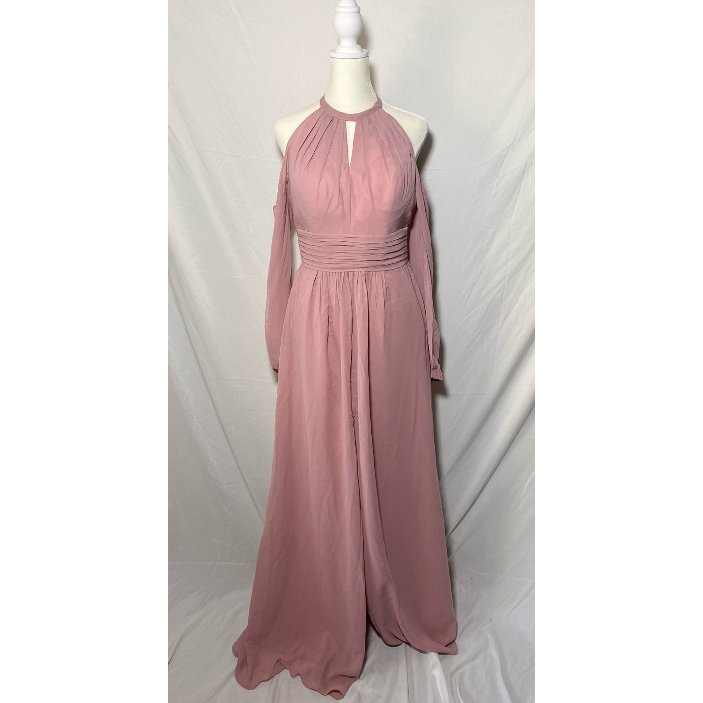 Women's Long Sleeve halter top Chiffon Bridesmaid Dress