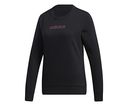 adidas Women's Essentials Long Sleeve Branded Crew Sweatshirt, Black/Black, L