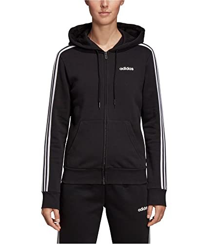 adidas Women's Essentials Women's 3-Stripes Fleece Hoodie, Black/White, XX-Large