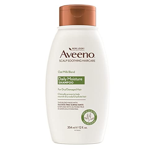 Aveeno Farm-Fresh Oat Milk Sulfate-Free Shampoo with Colloidal Oatmeal & Almond Milk, Moisturizing Shampoo for All Hair Types, Safe for Color-Treated Hair, Paraben & Dye-Free, 12 Fl Oz