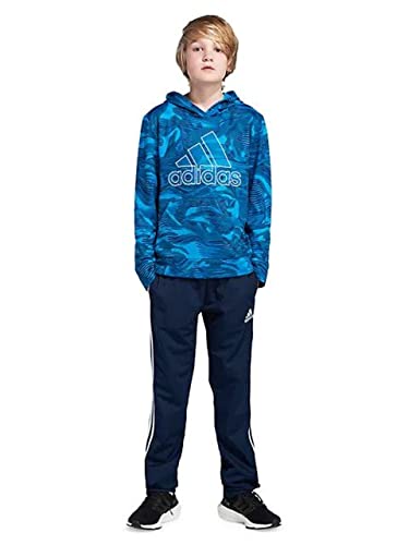 adidas Boys Warp Camo Allover Print Pullover Hoodie (Large, Sonic Aqua)