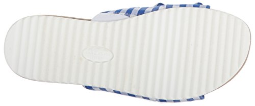 Anne Klein Women's Quilt Slide Sandal, medium blue/white fabric, 9 M US