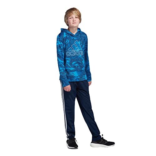 adidas Boys Warp Camo Allover Print Pullover Hoodie (Large, Sonic Aqua)