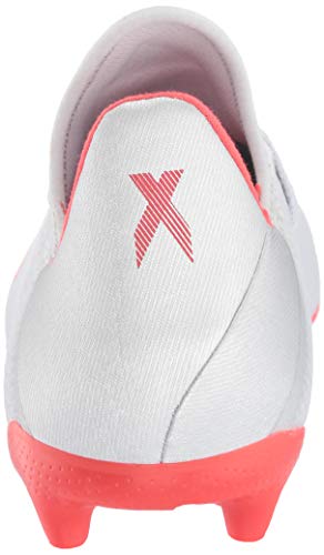 adidas Unisex-Kid's X 19.3 Firm Ground Soccer Shoe, Silver Metallic/hi-res red/White, 1 M US Little Kid