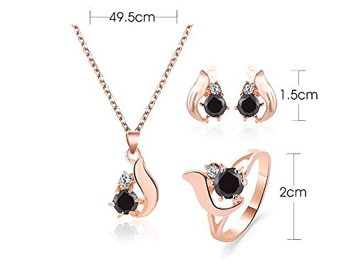 AFONiE Black Onyx Elegant Rose Gold Jewelry Set