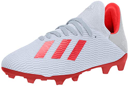 adidas Unisex-Kid's X 19.3 Firm Ground Soccer Shoe, Silver Metallic/hi-res red/White, 1 M US Little Kid