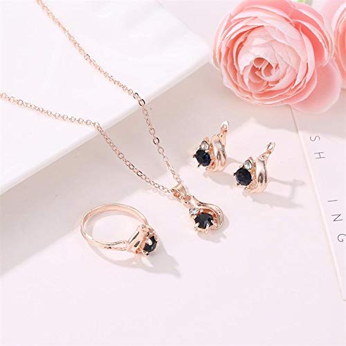 AFONiE Black Onyx Elegant Rose Gold Jewelry Set