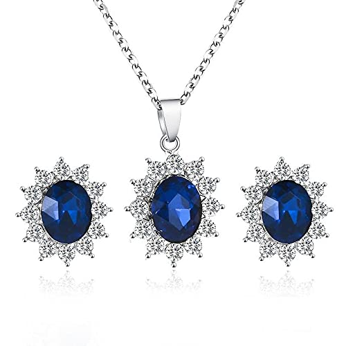 AFONiE Sapphire Women's Necklace & Earring Fashionable Zinc Alloy Cubic Zirconia - Jewelry Set