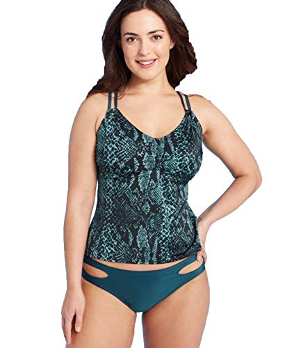 All in Motion Women's Double Strap Cinch Front Tankini Top - Teal Snake Print - (Small)