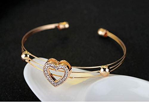 AFONiE Chic Heart 14k Gold With Crystal - 4 Piece Women Jewelry Set