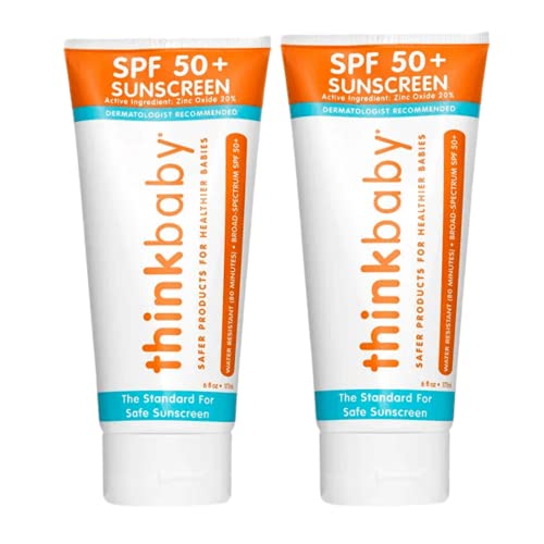 Thinkbaby Safe Sunscreen SPF 50+ - 6oz Family Size (2-Pack)