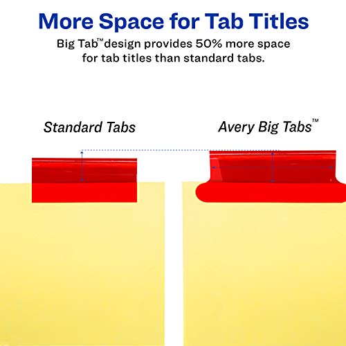 Avery 11109 5-Tab Binder Dividers, Insertable Multicolor Big Tabs, 6 Sets