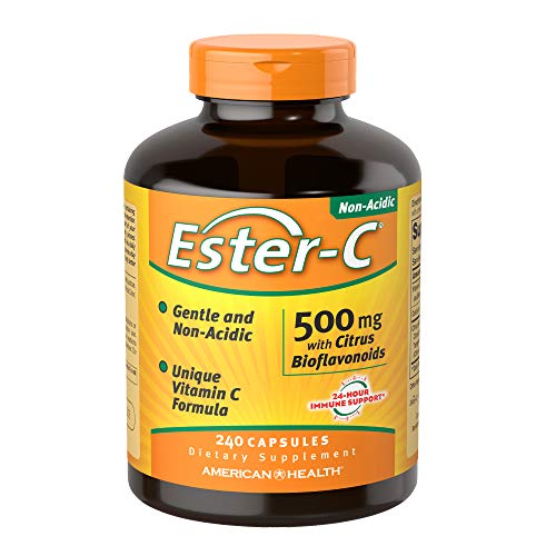 American Health Ester-C with Citrus Bioflavonoids Capsules - Gentle On Stomach, Non-Acidic Vitamin C - Non-GMO, 500 mg, 240 Count (Pack of 1), 120 Servings