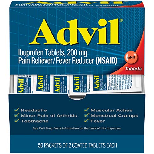 Advil Pain Reliever and Fever Reducer, Pain Relief Medicine with Ibuprofen 200mg for Headache, Backache, Menstrual Pain and Joint Pain Relief - 100 Coated Tablets