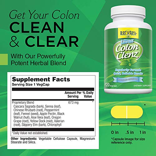 Natural Balance Ultra Colon Clenz | Herbal Cleansing & Regularity Formula for Overnight Support (120 CT)