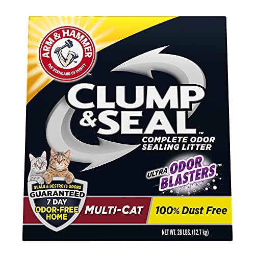 Arm Hammer Clump Seal Litter Multi-Cat Complete Odor Sealing Clumping Clay Cat Litter, 28lb