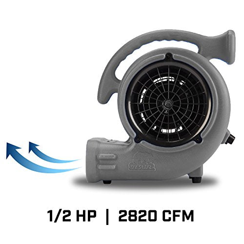 B-Air VP-50 1/2 HP 2950 CFM Air Mover for Janitorial Water Damage Restoration Equipment Stackable Carpet Dryer Floor Blower Fan Water Damage Equipment, Grey