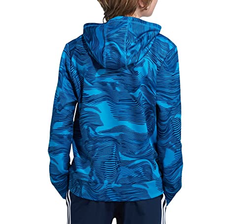 adidas Boys Warp Camo Allover Print Pullover Hoodie (Large, Sonic Aqua)