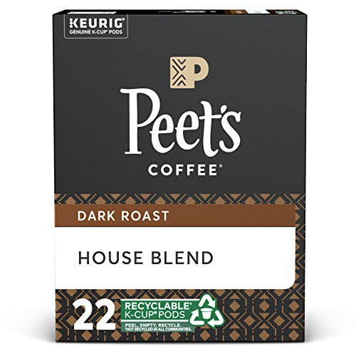 Peet's Coffee House Blend, Dark Roast, K-Cup Coffee Pods for Keurig Coffee Maker, 22 Count (Pack of 1)