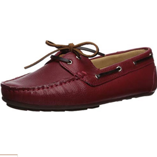Driver Club USA Women's Leather Made in Brazil Boat Shoe, red Grainy, 5 M