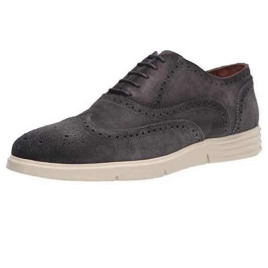 Driver Club USA Men's Leather Wingtip Sneaker, Grey Suede, 10.5 M US