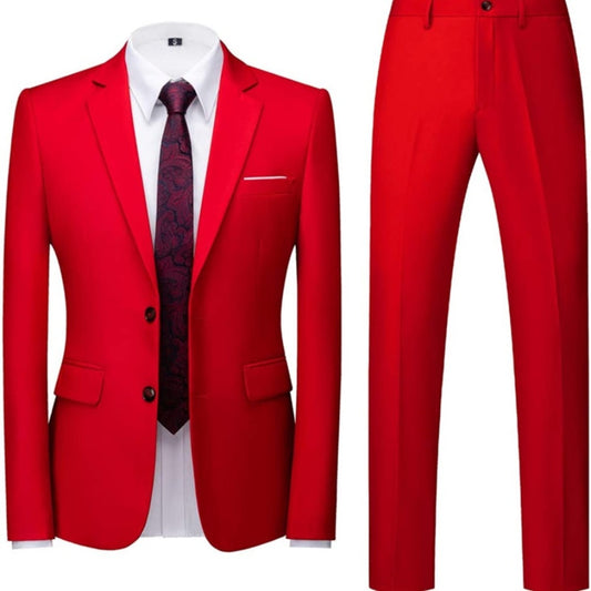 Mens Slim Fit Suit 2 Piece Tuxedo, Red