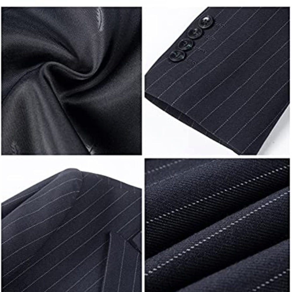 Mens Suits 2 Piece Pinstripe Suit Double Breasted Blazer and Pant