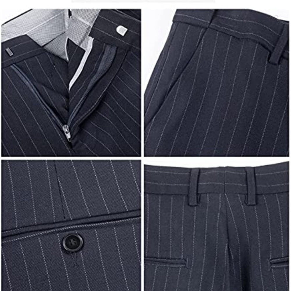 Mens Suits 2 Piece Pinstripe Suit Double Breasted Blazer and Pant