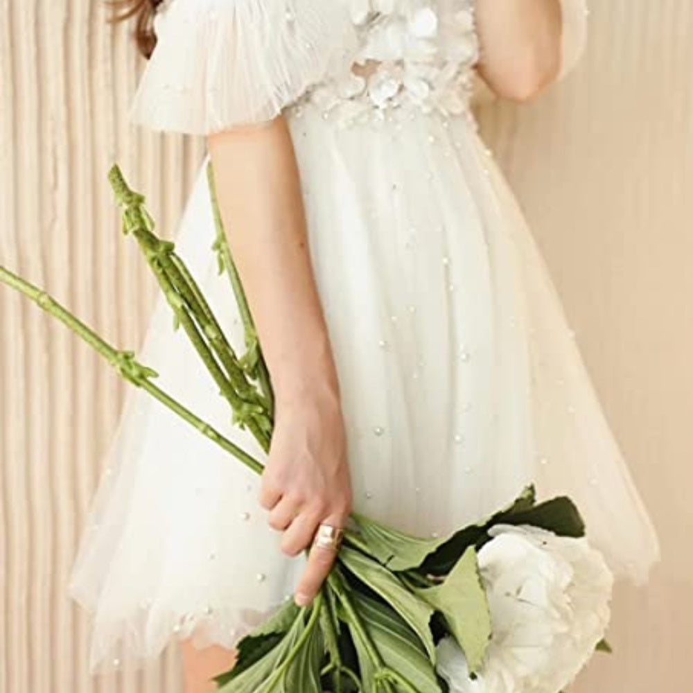 Teens Puffy Sleeve Homecoming Dresses, Tulle A-line flower Summer formalProduct